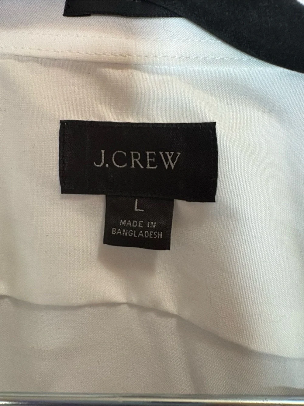 J. Crew White Men's Dress Shirt - Spread Collar Button-Front